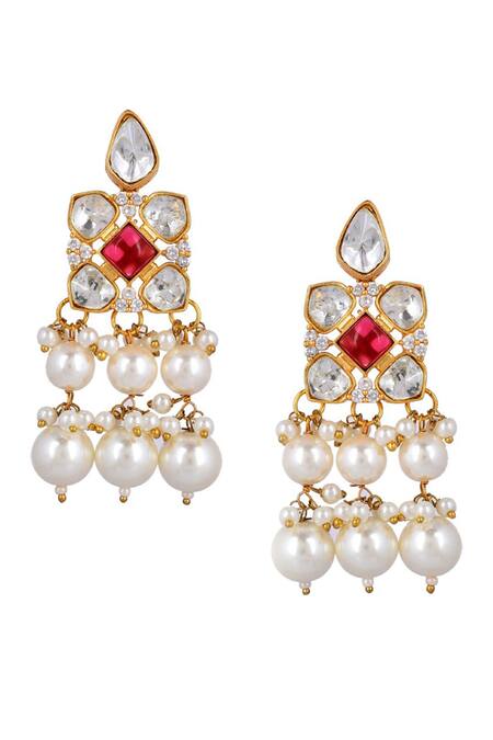 Shop Ishhaara White Pearls, Diamonds, Stones Kundan Embellished Choker Necklace Set Online at Aza Fashions Shop_Ishhaara_White Pearls, Diamonds, Stones Kundan Embellished Choker Necklace Set _Online_at_Aza_Fashions