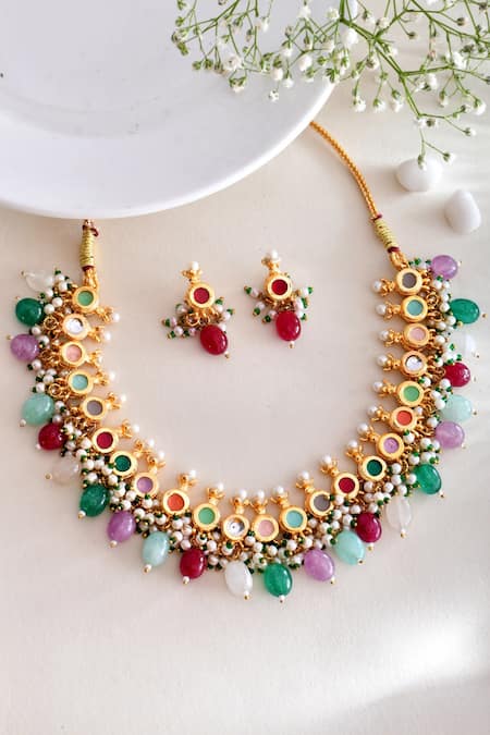 Ishhaara Embellished Kundan Choker Necklace Set 