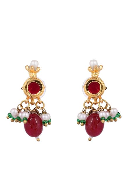 Shop_Ishhaara_Multi Color Diamonds, Pearls, Stones Embellished Kundan Choker Necklace Set _Online_at_Aza_Fashions