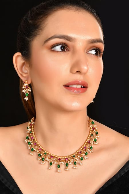 Ishhaara Kundan Embellished Necklace Set 