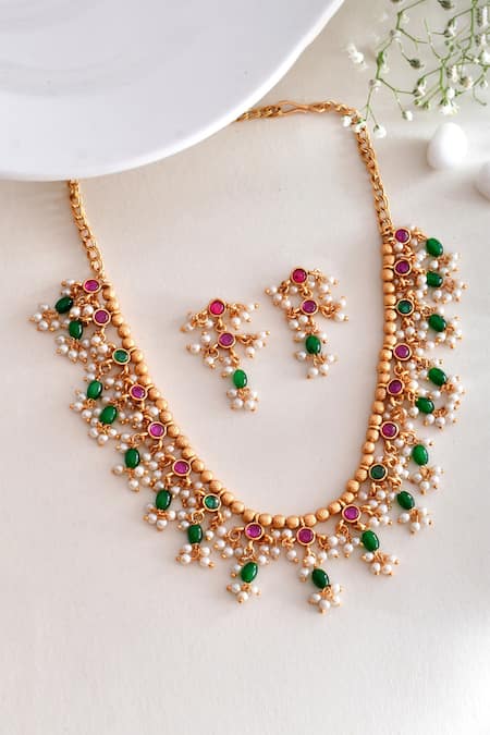 Ishhaara Kundan Embellished Necklace Set 
