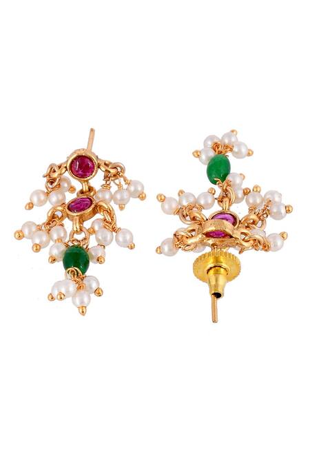 Ishhaara_Multi Color Diamonds, Pearls, Stones Kundan Embellished Necklace Set _at_Aza_Fashions