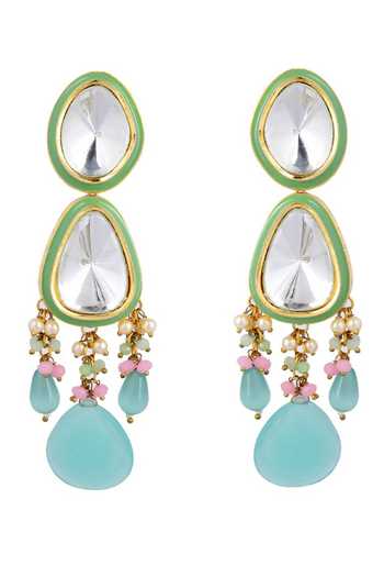 Shop_Ishhaara_Blue Pearls, Stones Embellished Choker Necklace Set_Online_at_Aza_Fashions