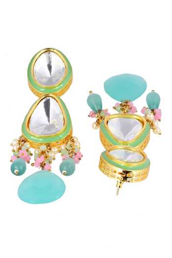 Ishhaara_Blue Pearls, Stones Embellished Choker Necklace Set_at_Aza_Fashions