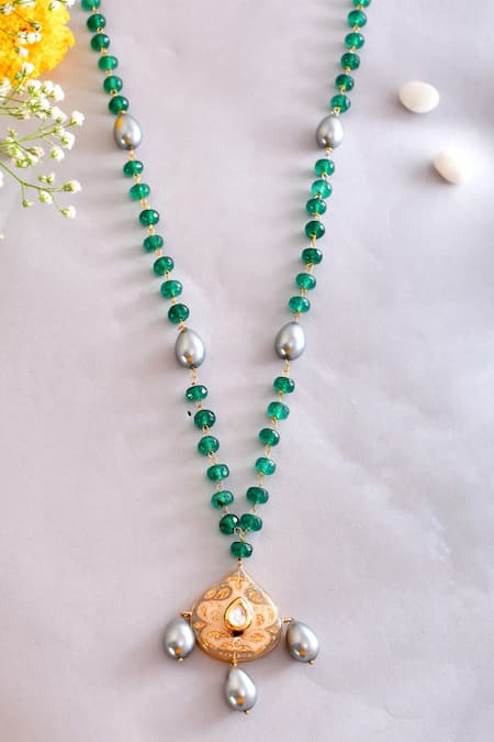 Ishhaara Vintage Carved Work Pendant Necklace 