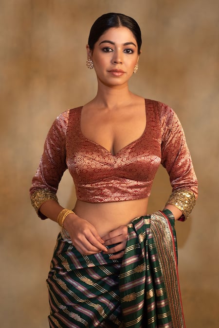 Priyanka Raajiv Nol Silk Brocade Blouse 