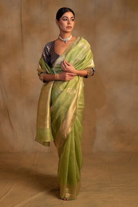 Priyanka Raajiv Sarhul Bloom Buti Saree With Unstitched Blouse Piece 