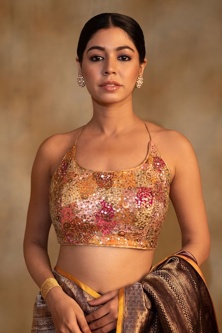 Priyanka Raajiv Saumya Clustered Sequin Halter Neck Blouse 