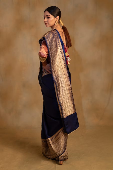 Priyanka Raajiv Gangaur Floral Pattern Banarasi Saree With Unstitched Blouse 