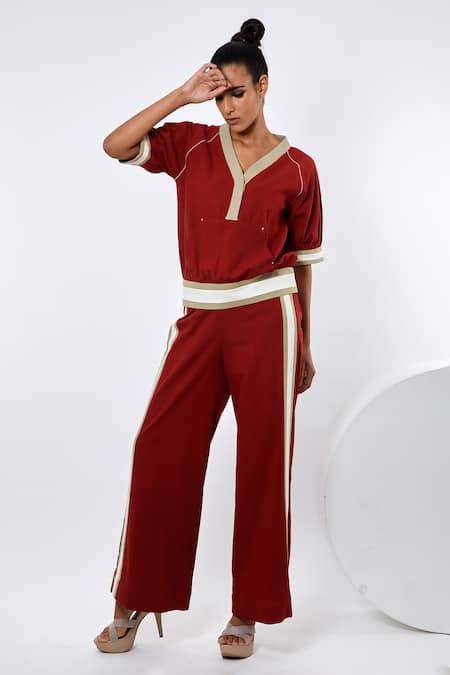 Madder Much_Multi Color Handloom , Embroidery Baku Runner Top And Pant Set _Online_at_Aza_Fashions