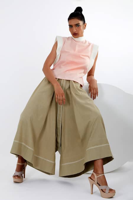 Buy_Madder Much_Pink Handloom Cotton Embroidery Round Neck Cho Winged Top _Online_at_Aza_Fashions