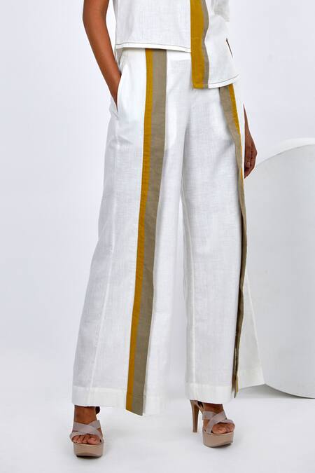 Madder Much White , Handloom Roy Asymmetric Top And Saamo Pant Set Online at Aza Fashions Madder Much_White , Handloom Roy Asymmetric Top And Saamo Pant Set _Online_at_Aza_Fashions