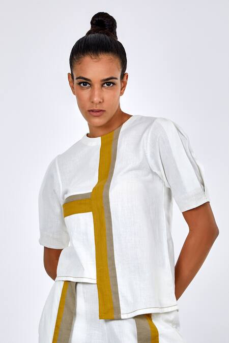 Buy Madder Much White , Handloom Roy Asymmetric Top And Saamo Pant Set Online at Aza Fashions Buy_Madder Much_White , Handloom Roy Asymmetric Top And Saamo Pant Set _Online_at_Aza_Fashions