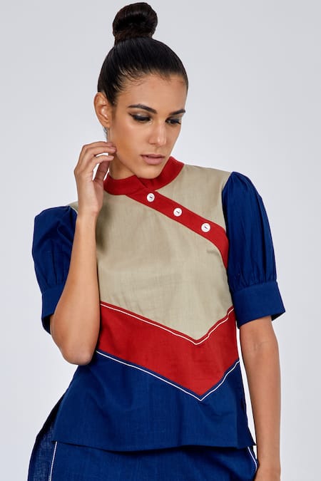 Madder Much Multi Color , Handloom Shifu Panelled Chef Top And Core Pant Set Online at Aza Fashions Madder Much_Multi Color , Handloom Shifu Panelled Chef Top And Core Pant Set _Online_at_Aza_Fashions