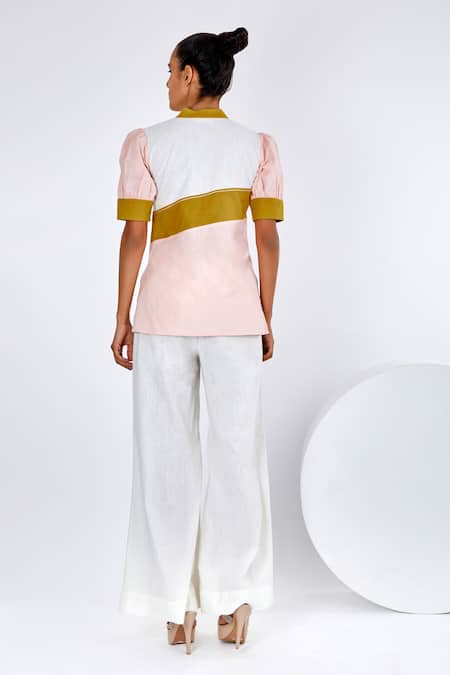 Shop Madder Much Multi Color Handloom , Bandeau Neck Shifu Chef Top And Core Pant Set at Aza Fashions Shop_Madder Much_Multi Color Handloom , Bandeau Neck Shifu Chef Top And Core Pant Set _at_Aza_Fashions