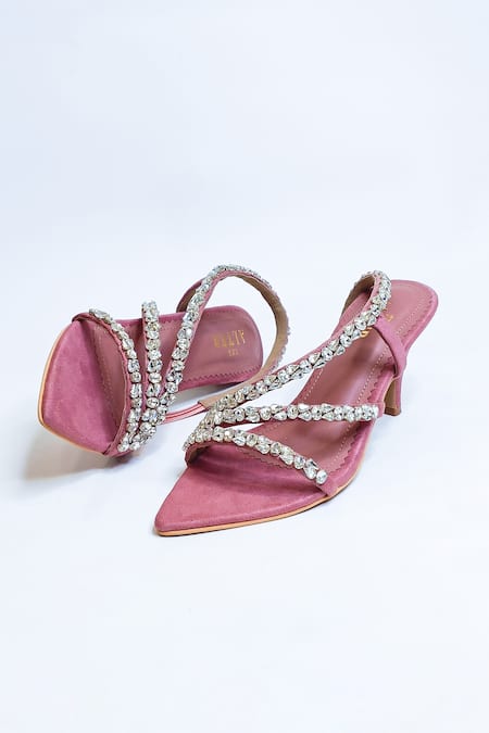 Shop The Alter Pink Rhinestones Kiara Embellished Strappy Stilettoes at Aza Fashions Shop_The Alter_Pink Rhinestones Kiara Embellished Strappy Stilettoes _at_Aza_Fashions