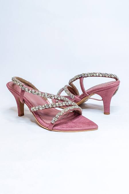Shop The Alter Pink Rhinestones Kiara Embellished Strappy Stilettoes Online at Aza Fashions Shop_The Alter_Pink Rhinestones Kiara Embellished Strappy Stilettoes _Online_at_Aza_Fashions