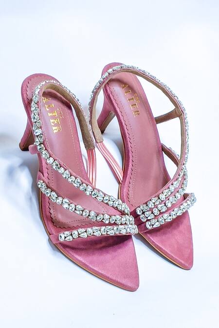 Buy The Alter Pink Rhinestones Kiara Embellished Strappy Stilettoes Buy_The Alter_Pink Rhinestones Kiara Embellished Strappy Stilettoes