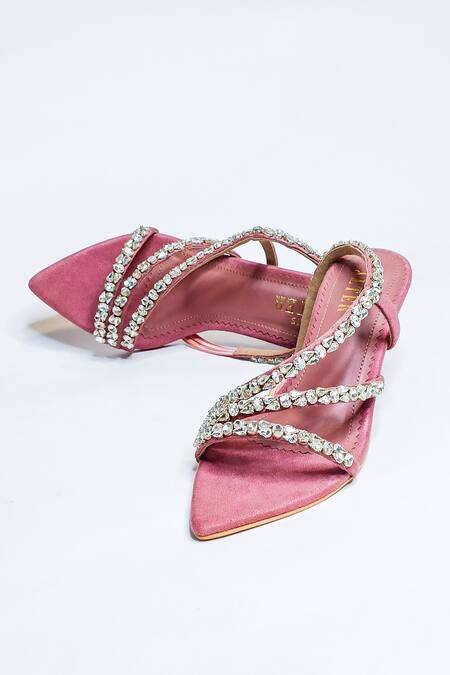 Shop The Alter Pink Rhinestones Kiara Embellished Strappy Stilettoes Shop_The Alter_Pink Rhinestones Kiara Embellished Strappy Stilettoes