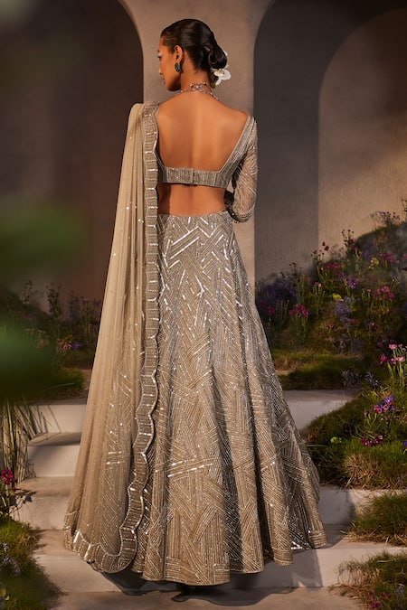 Charu And Vasundhara Lilian Sequin Embroidered Bridal Lehenga Set 