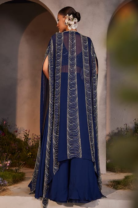 Charu And Vasundhara Leia Scallop Embroidered Kimono Skirt Set 