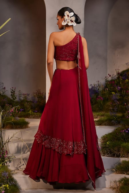 Charu And Vasundhara Layla Applique Embroidered Blouse & Skirt Set 