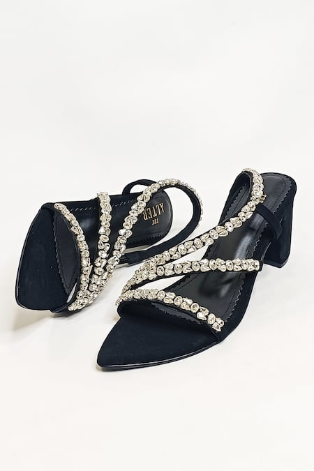 The Alter Black Rhinestones Kiara Embellished Block Heels Online at Aza Fashions The Alter_Black Rhinestones Kiara Embellished Block Heels _Online_at_Aza_Fashions