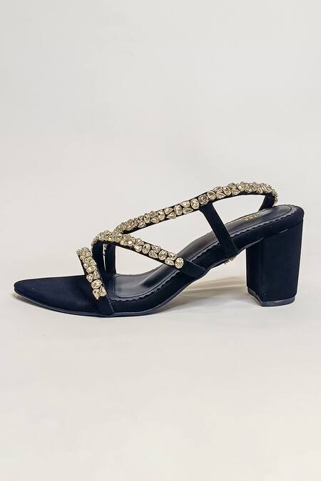 Buy The Alter Black Rhinestones Kiara Embellished Block Heels Online at Aza Fashions Buy_The Alter_Black Rhinestones Kiara Embellished Block Heels _Online_at_Aza_Fashions