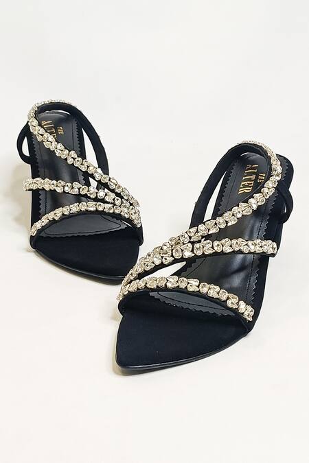 The Alter Black Rhinestones Kiara Embellished Block Heels at Aza Fashions The Alter_Black Rhinestones Kiara Embellished Block Heels _at_Aza_Fashions