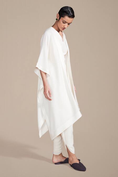 Buy Ampm Ivory Wool Embroidery Resham Cape Dhoti Pant Set Online at Aza Fashions Buy_Ampm_Ivory Wool Embroidery Resham Cape Dhoti Pant Set_Online_at_Aza_Fashions