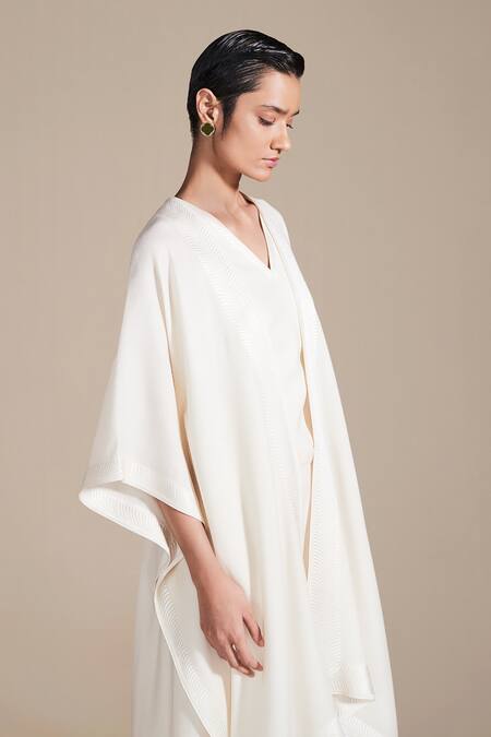 Shop Ampm Ivory Wool Embroidery Resham Cape Dhoti Pant Set Online at Aza Fashions Shop_Ampm_Ivory Wool Embroidery Resham Cape Dhoti Pant Set_Online_at_Aza_Fashions