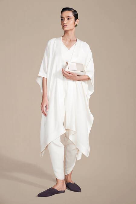 Ampm Ivory Wool Embroidery Resham Cape Dhoti Pant Set at Aza Fashions Ampm_Ivory Wool Embroidery Resham Cape Dhoti Pant Set_at_Aza_Fashions