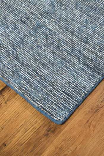 Buy_Kaleen India_Blue 60% Wool, 40% Viscose Handwoven Checkered Pattern Rectangle Shaped Rug_Online_at_Aza_Fashions