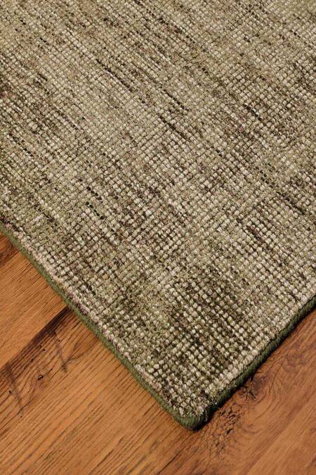Buy_Kaleen India_Green 60% Wool, 40% Viscose Handwoven Checkered Pattern Rectangle Shaped Rug_Online_at_Aza_Fashions