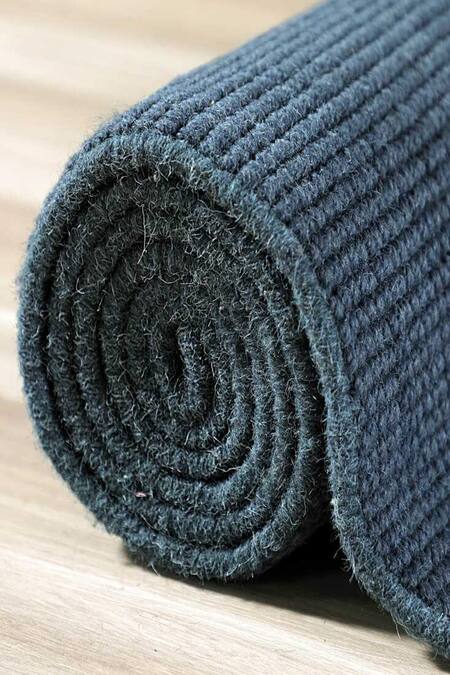 Shop_Kaleen India_Blue 100% Wool Handwoven Solid Octagon Shaped Rug_Online_at_Aza_Fashions