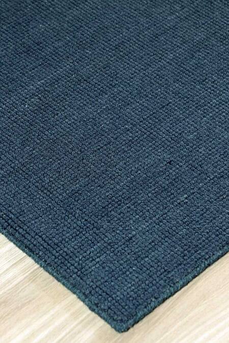 Buy_Kaleen India_Blue 100% Wool Handwoven Solid Square Shaped Rug_Online_at_Aza_Fashions