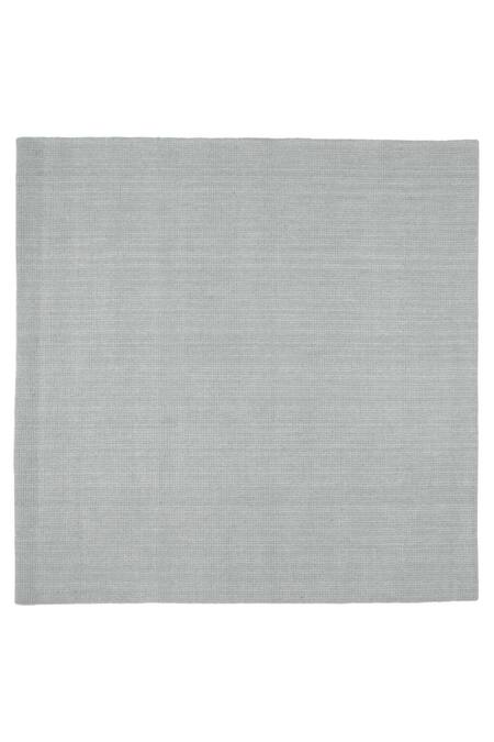 Kaleen India_Silver 100% Wool Handwoven Oval-shaped Solid Rug_at_Aza_Fashions