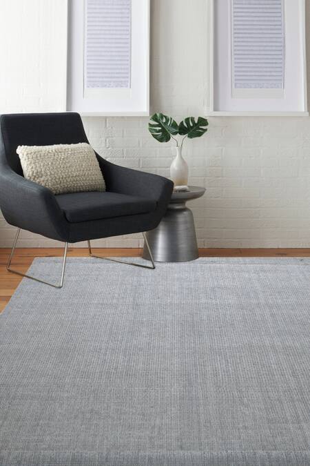Shop Kaleen India Silver 100% Wool Handwoven Rectangular-shaped Solid Rug at Aza Fashions Shop_Kaleen India_Silver 100% Wool Handwoven Rectangular-shaped Solid Rug_at_Aza_Fashions
