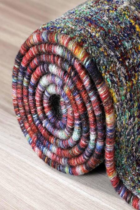 Shop_Kaleen India_Multi Color 80% Wool And 20% Viscose Confetti Abstract Pattern Oval-shaped Rug_Online_at_Aza_Fashions