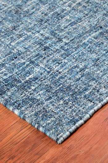 Buy_Kaleen India_Blue 80% Wool And 20% Viscose Hand Tufted Denim Abstract Pattern Round-shaped Rug_Online_at_Aza_Fashions