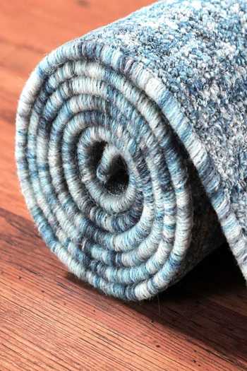 Shop_Kaleen India_Blue 80% Wool And 20% Viscose Hand Tufted Denim Abstract Pattern Round-shaped Rug_Online_at_Aza_Fashions