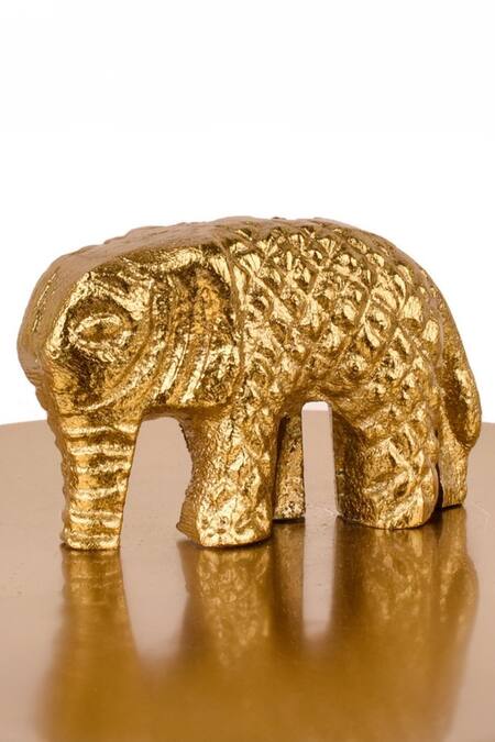 Shop Manor House Gold Glass, Iron Jars With Elephant Lid And Long Seenk Tray Set Of 3 Online at Aza Fashions Shop_Manor House_Gold Glass, Iron Jars With Elephant Lid And Long Seenk Tray Set Of 3_Online_at_Aza_Fashions