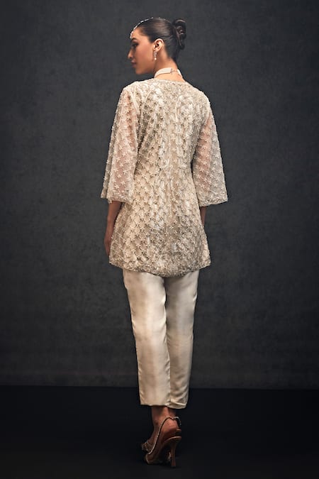 Studio22 By Pulkita Arora Bajaj Angelical Pearl Jaal Kurta With Pant For Kids