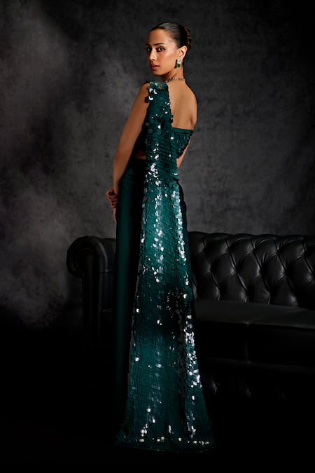 Studio22 By Pulkita Arora Bajaj Splendour Sequin Embellished Pre-Draped Saree With Blouse 