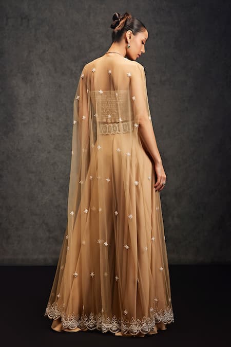 Shop Studio22 By Pulkita Arora Bajaj Beige Net, Satin Embroidery, Supermoon Moti Scallop Embellished Cape Gharara Set at Aza Fashions Shop_Studio22 By Pulkita Arora Bajaj_Beige Net, Satin Embroidery, Supermoon Moti Scallop Embellished Cape Gharara Set _at_Aza_Fashions