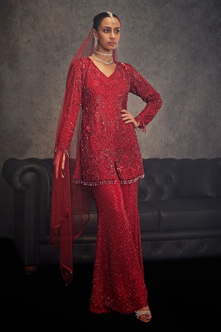 Studio22 By Pulkita Arora Bajaj Divinity Mughal Jaal Embellished Kurta Sharara Set 