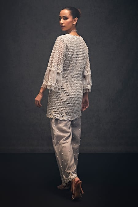 Studio22 By Pulkita Arora Bajaj Euphoria Moti Gardenia Embellished Kurta With Pant 