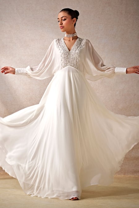 Studio22 By Pulkita Arora Bajaj Symphony Glass Bead Embellished Yoke Gown 