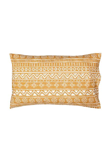 Buy_House This_Yellow 100% Cotton Printed Kullu Patti Double Bed Set