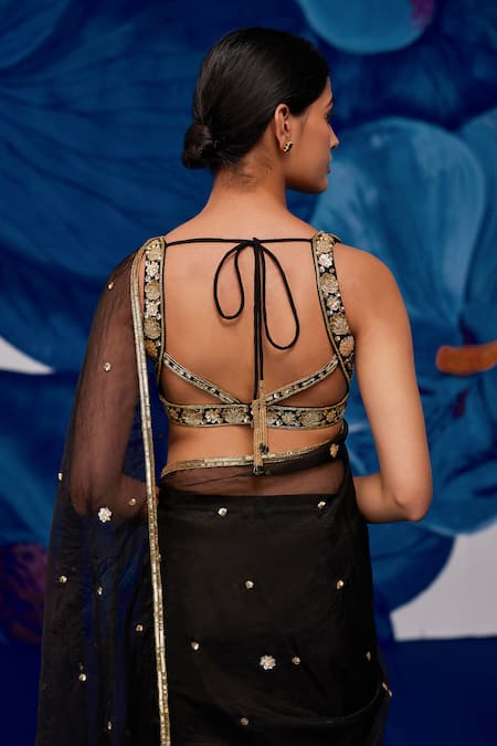 Buy Zoon Black Net, Silk Organza Embroidery, Sequins, Crystals Round Saree With Blouse Online at Aza Fashions Buy_Zoon_Black Net, Silk Organza Embroidery, Sequins, Crystals Round Saree With Blouse _Online_at_Aza_Fashions